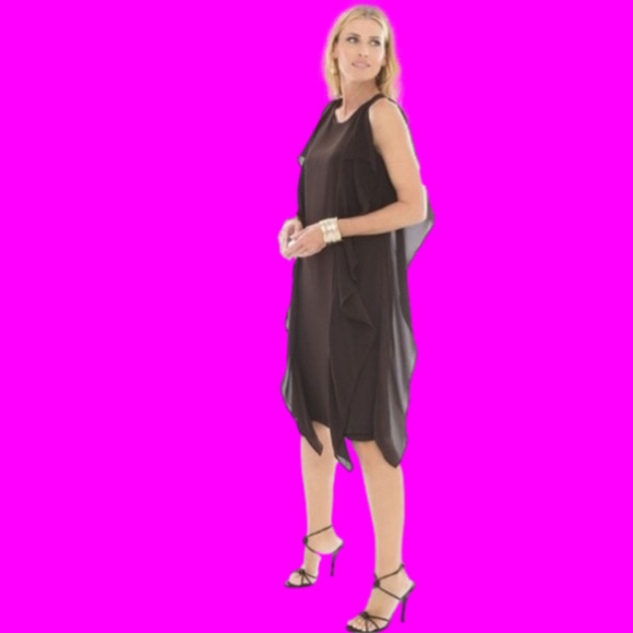 Chico's Dresses & Skirts - BLACK LABEL By CHICO'S Chocolate Chiffon Style Dress, 2